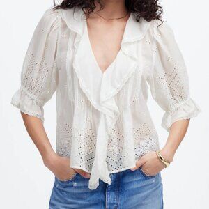 Madewell Ruffled Puff-Sleeve Top NWOT